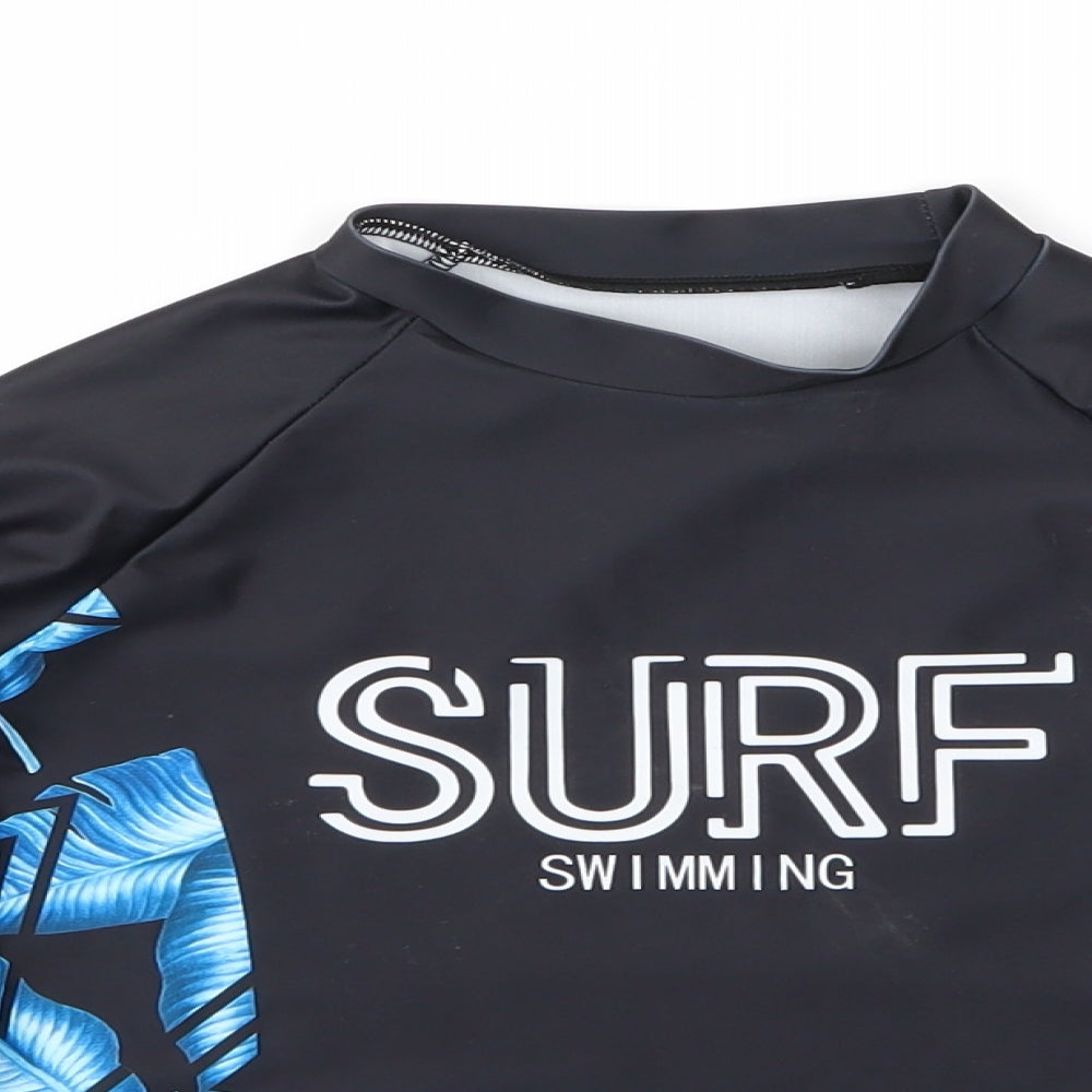 SheIn Boys Black  Polyester Basic Casual Size 11 Years High Neck  - Swim Surf