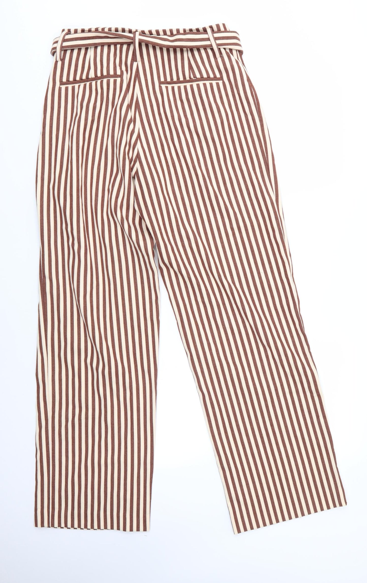 Mango Womens Brown Striped Polyester Dress Pants Trousers Size M L30 in Regular