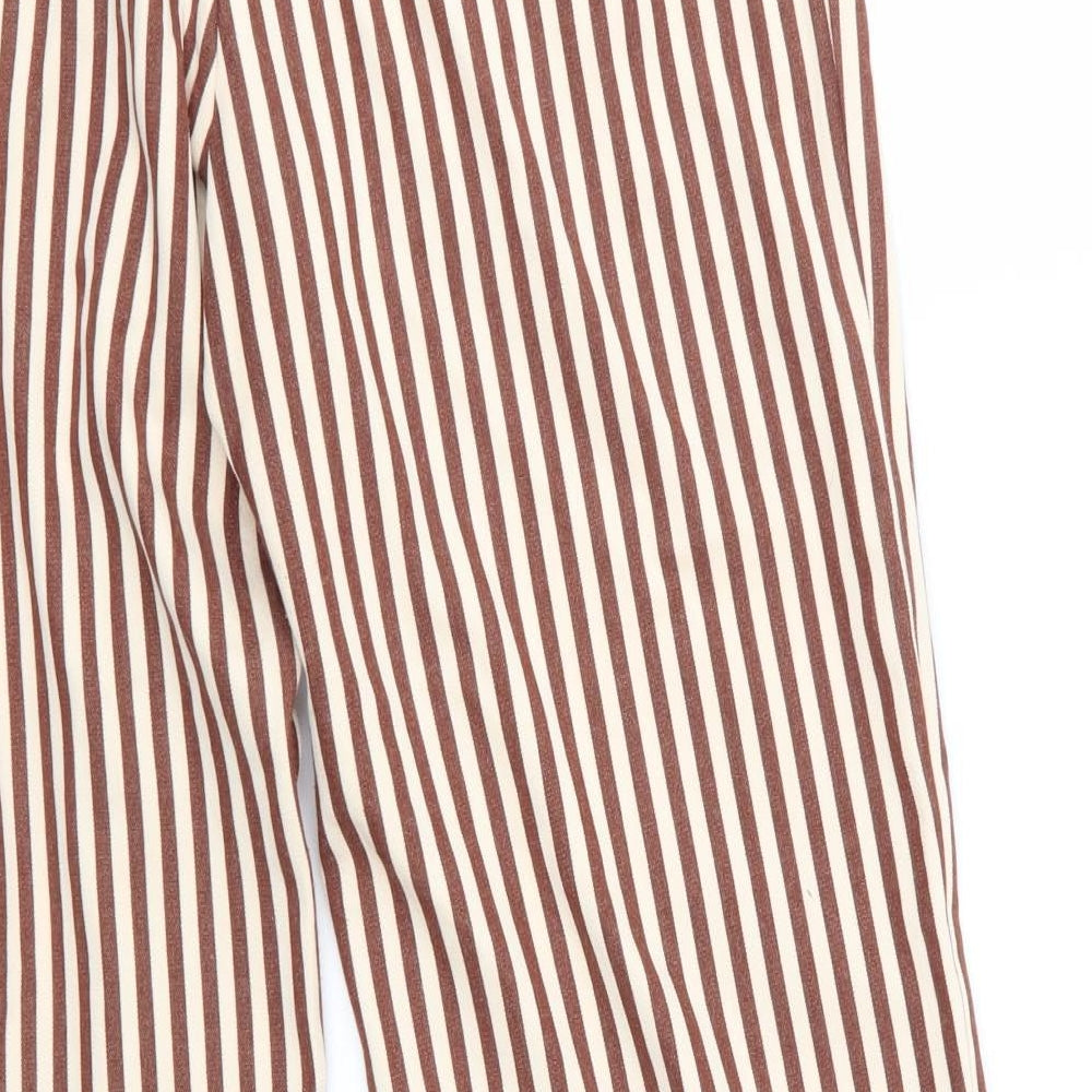 Mango Womens Brown Striped Polyester Dress Pants Trousers Size M L30 in Regular