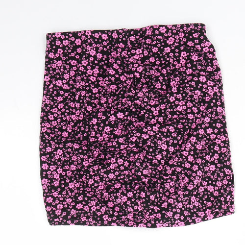 H&M Womens Pink Floral Viscose A-Line Skirt Size S