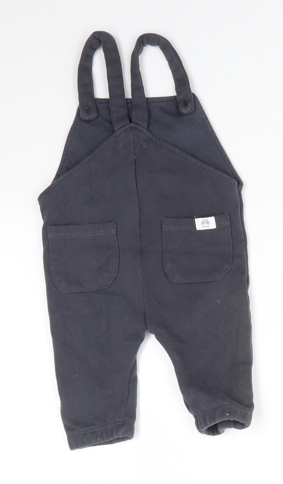 RR Baby Grey  Cotton Dungaree One-Piece Size 3-6 Months
