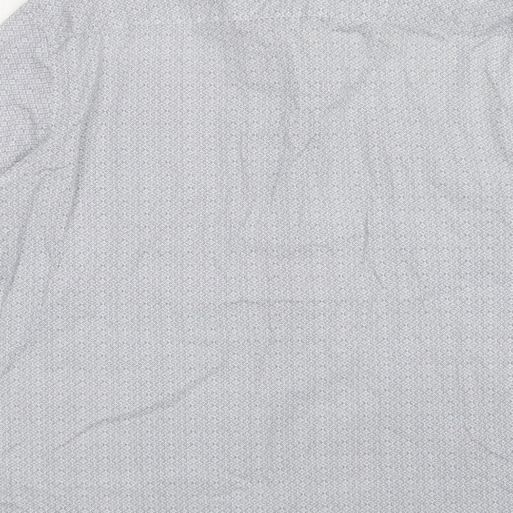 NEXT Mens Grey Geometric Cotton  Dress Shirt Size XL Collared Button