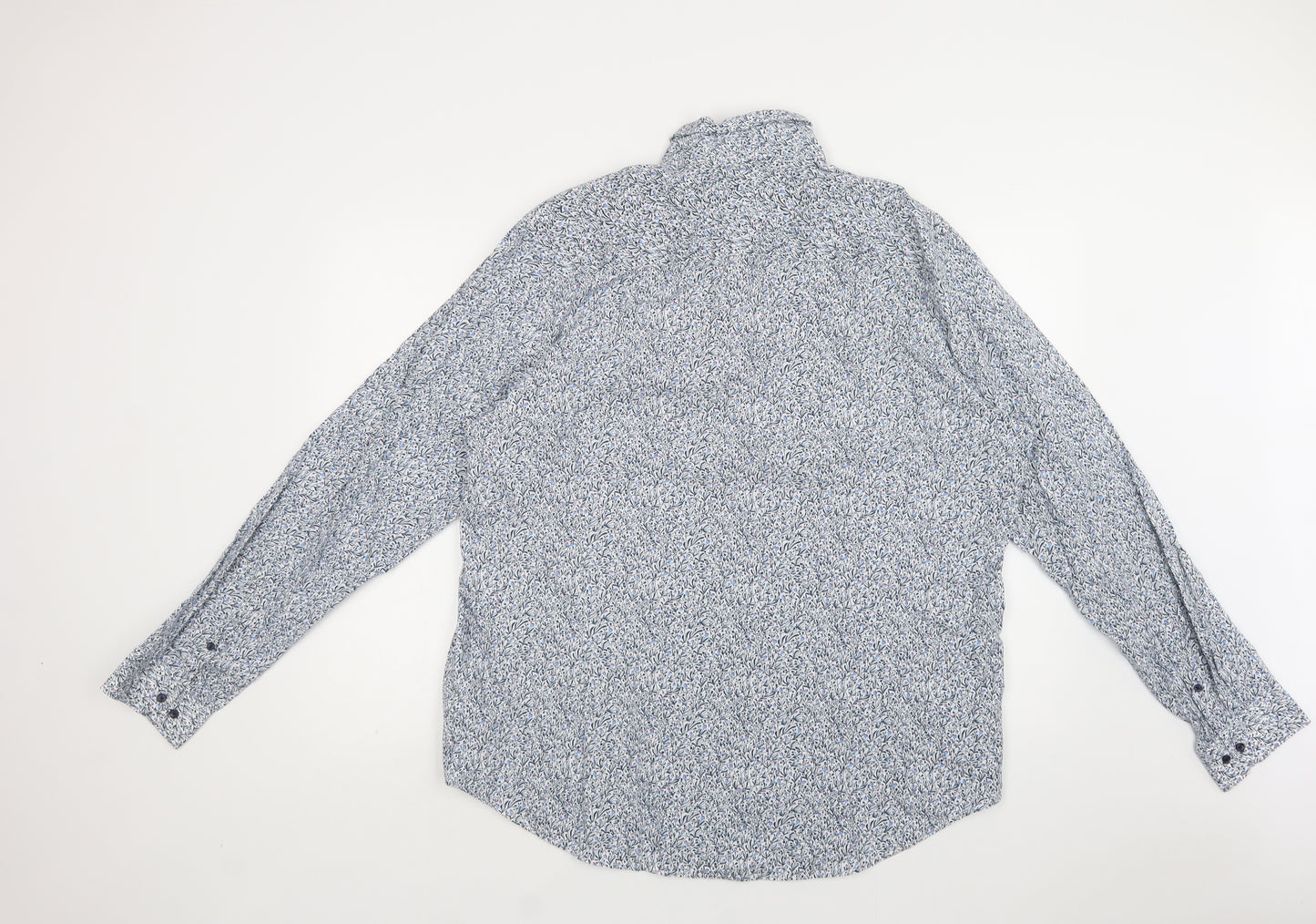 NEXT Mens Blue Floral Cotton  Button-Up Size 2XL Collared Button