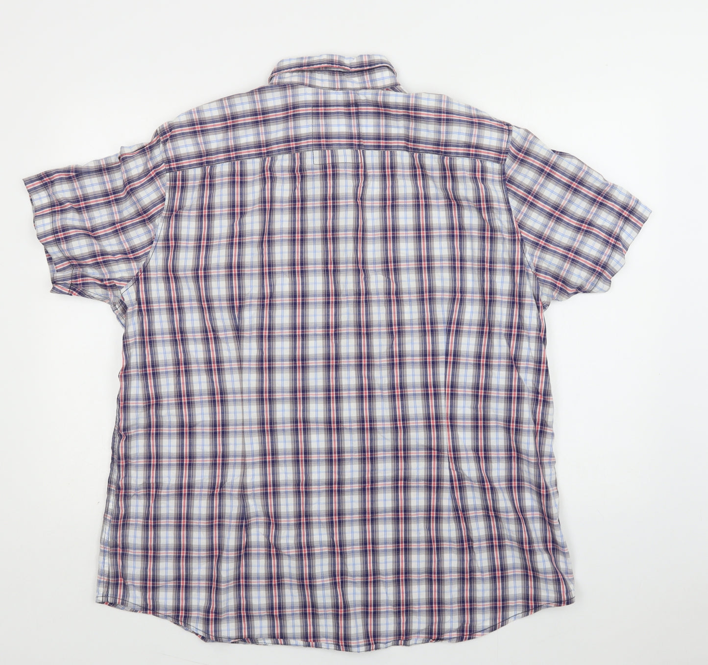 NEXT Mens Blue Check Cotton  Button-Up Size 2XL Collared Button