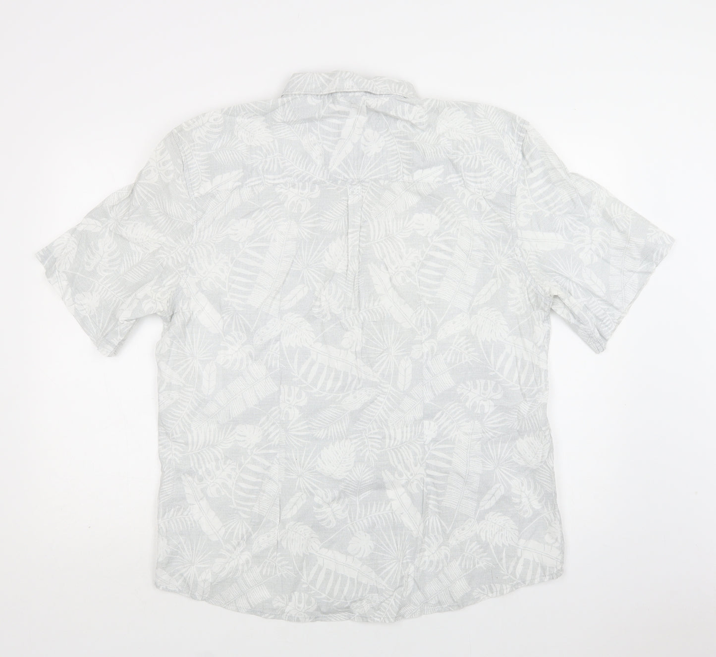 Matalan Mens Grey Floral Cotton  Button-Up Size XL Collared Button