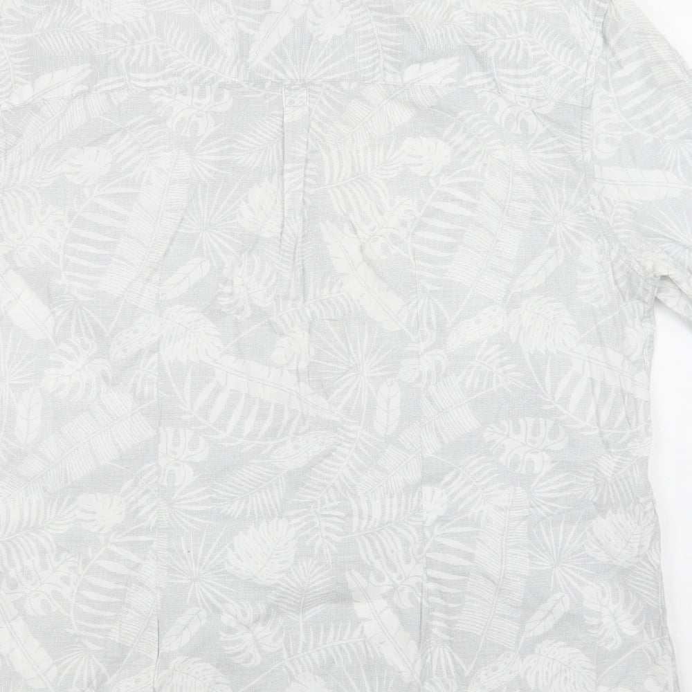 Matalan Mens Grey Floral Cotton  Button-Up Size XL Collared Button