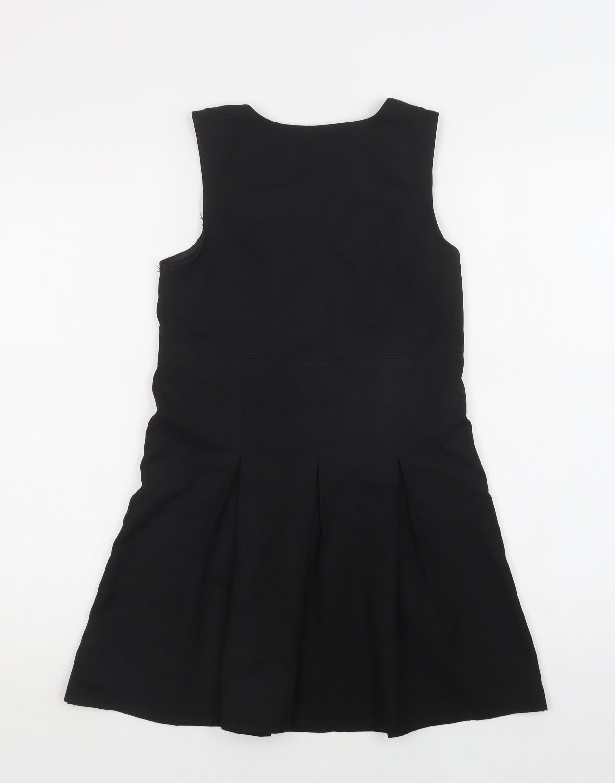 Pep & Co Girls Black  Polyester Pinafore/Dungaree Dress  Size 8-9 Years  Round Neck Zip - School Wear