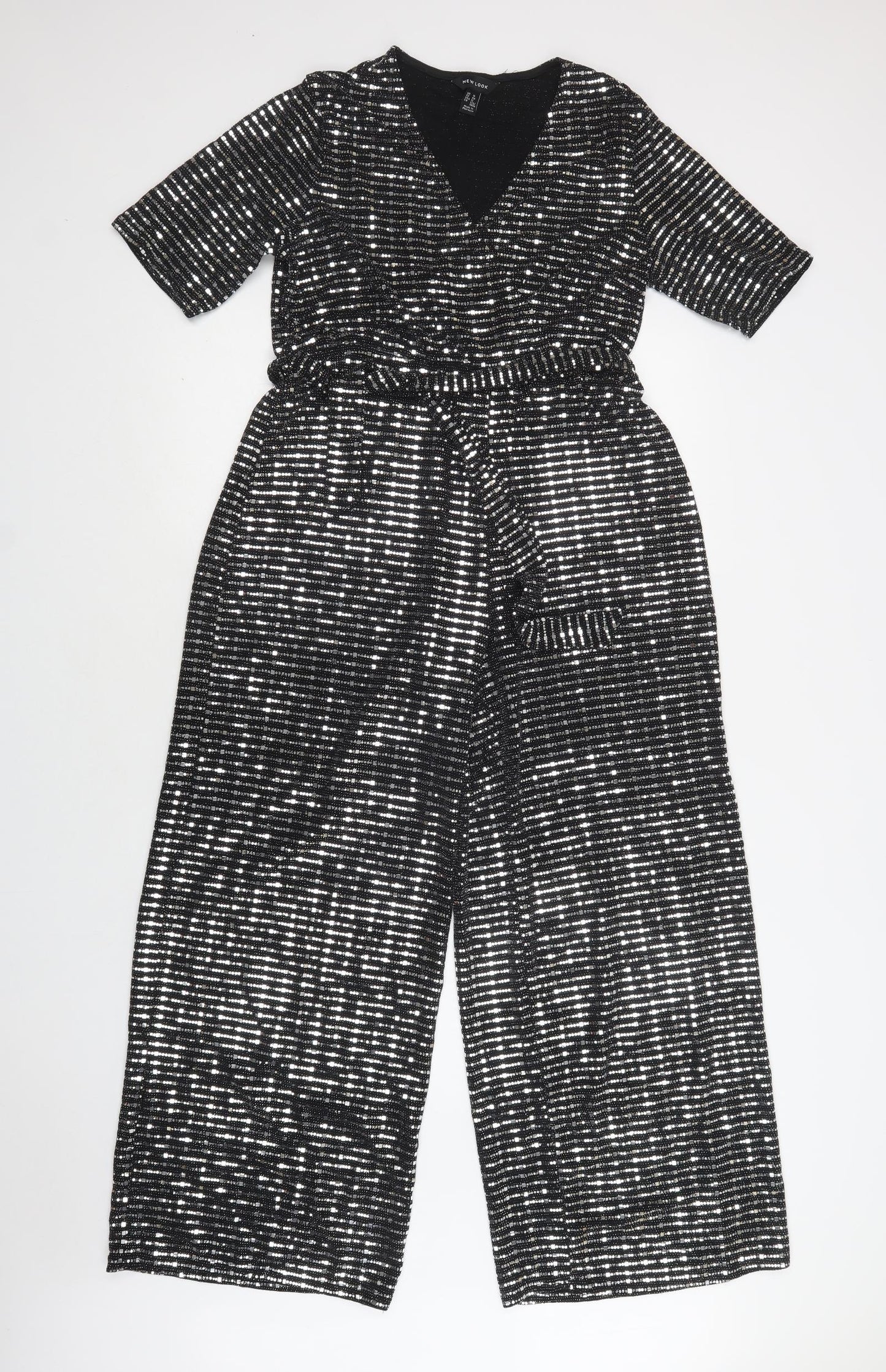 New Look Womens Silver  Polyester Jumpsuit One-Piece Size 16 L28 in
