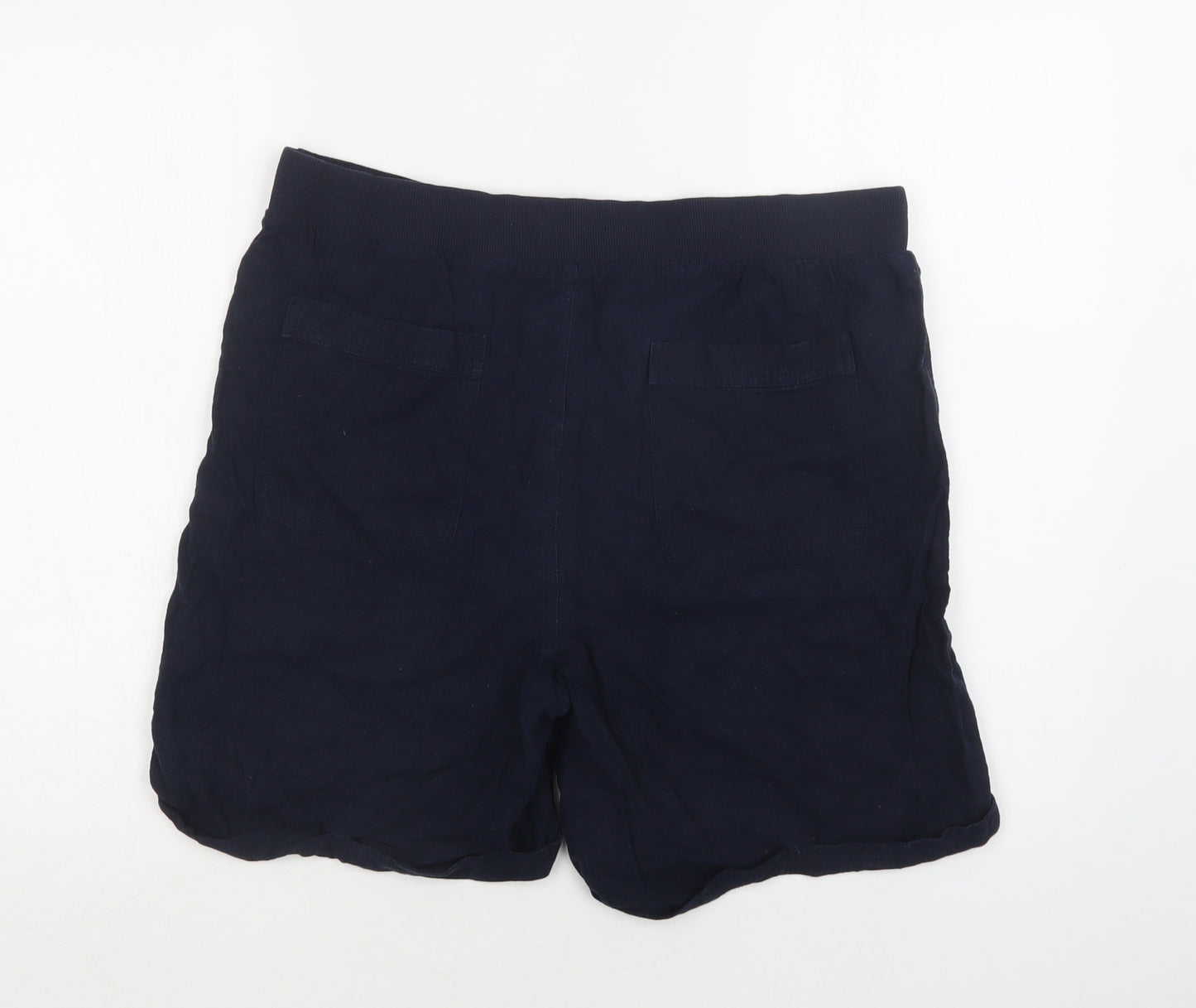 Peacocs Womens Blue  Linen Cargo Shorts Size 14 L8 in Regular Drawstring