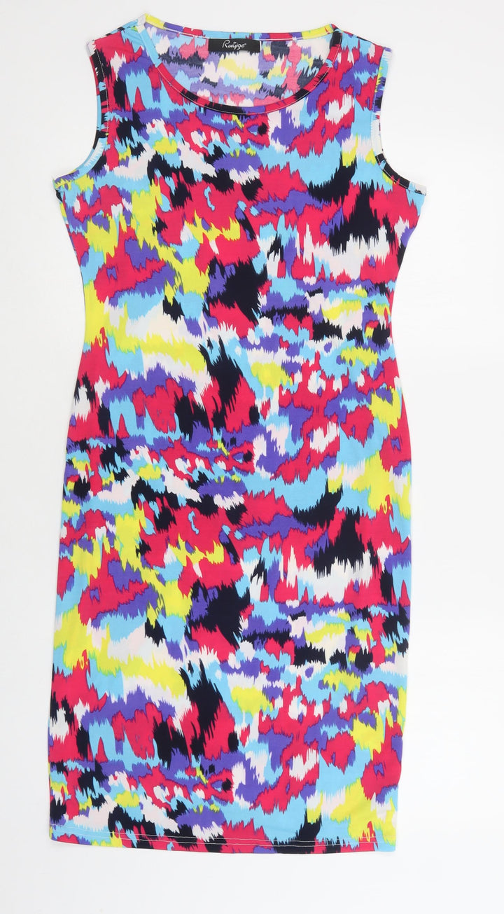 Ruiyige Womens Multicoloured Geometric Polyester Bodycon Size M Crew Neck