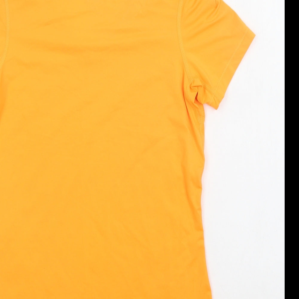 Nike Womens Orange  Polyester Basic T-Shirt Size L V-Neck