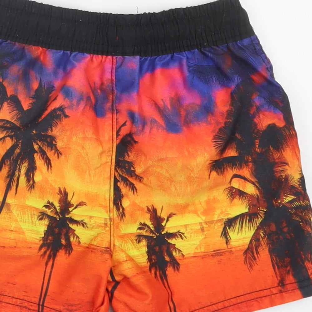 George Boys Orange  Polyester Bermuda Shorts Size 4-5 Years  Regular Drawstring - Palm Tree