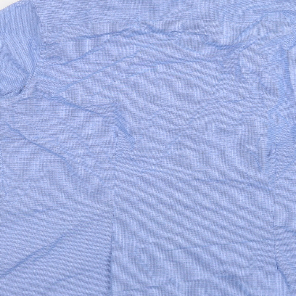 NEXT Mens Blue Check Polyester  Dress Shirt Size 17 Collared Button