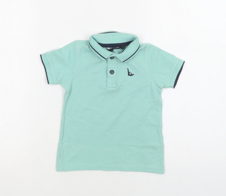 George Boys Green Cotton Basic Polo Size 2 Years Collared Button