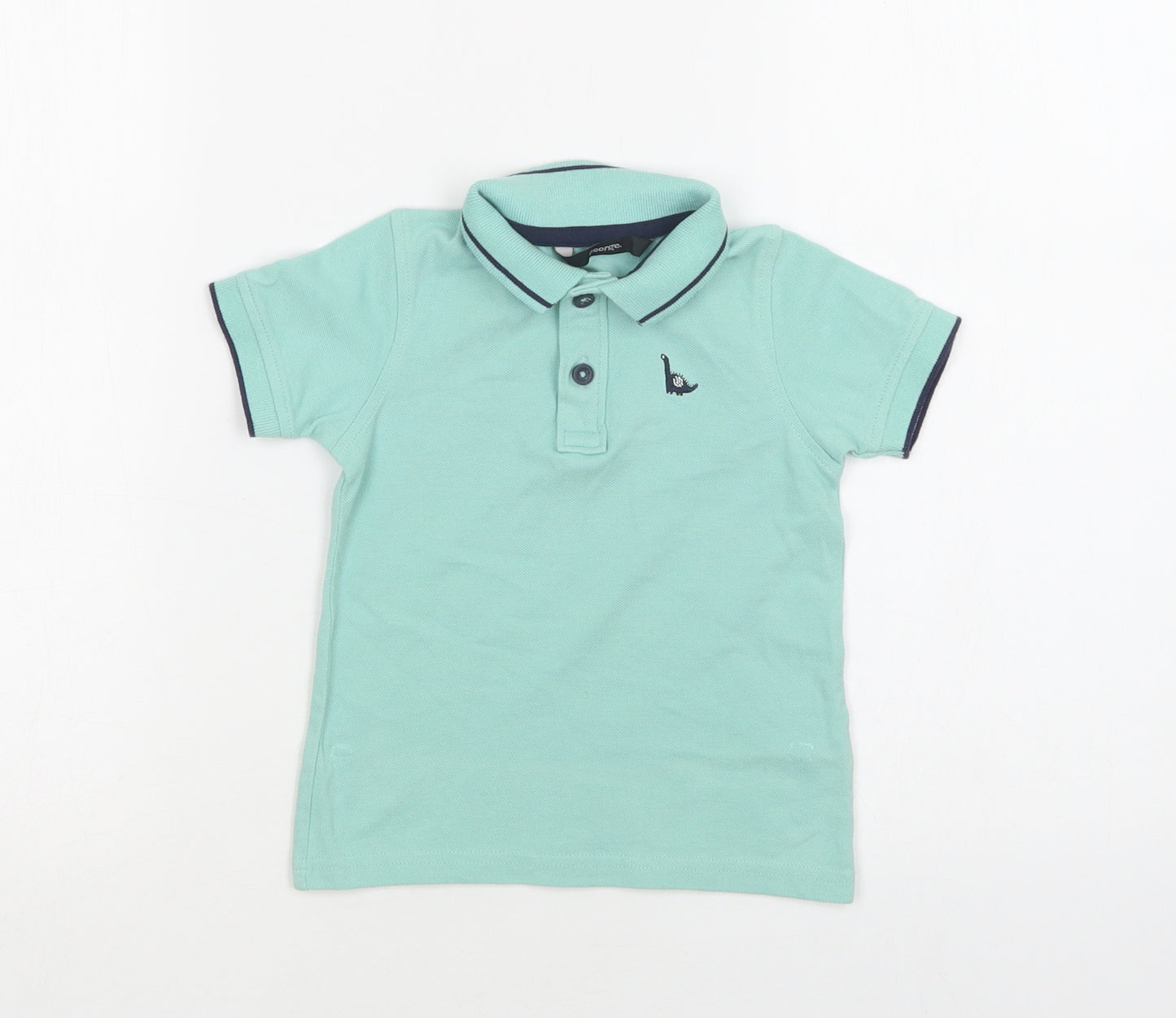 George Boys Green  Cotton Basic Polo Size 2 Years Collared Button