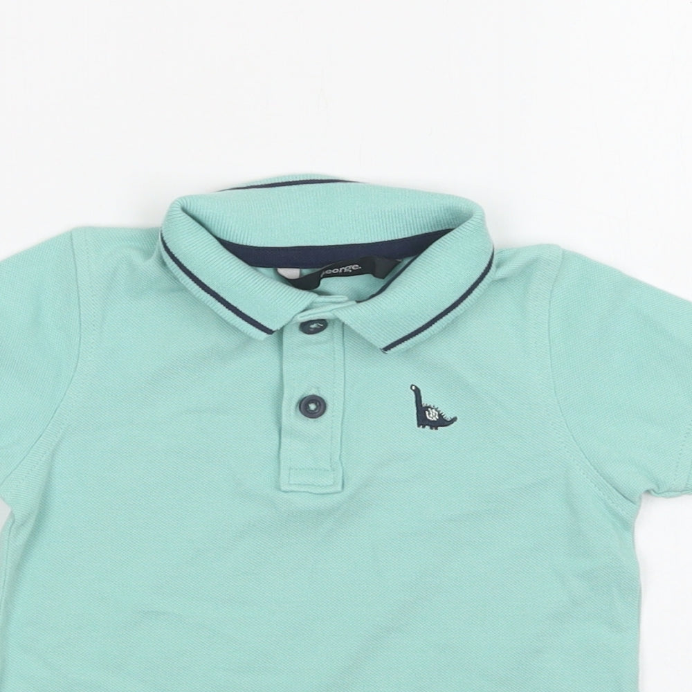 George Boys Green  Cotton Basic Polo Size 2 Years Collared Button