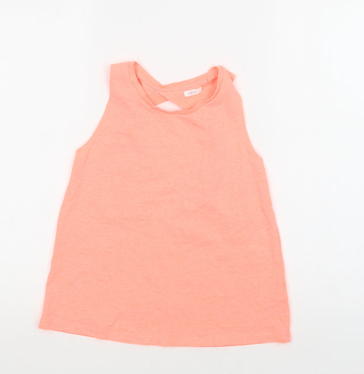 NEXT Girls Pink  Cotton Basic Tank Size 11 Years Crew Neck