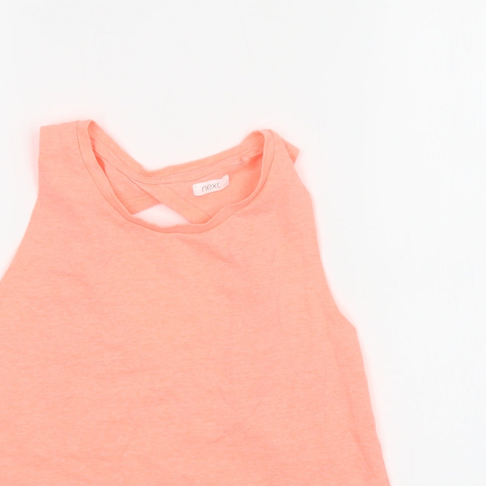 NEXT Girls Pink  Cotton Basic Tank Size 11 Years Crew Neck