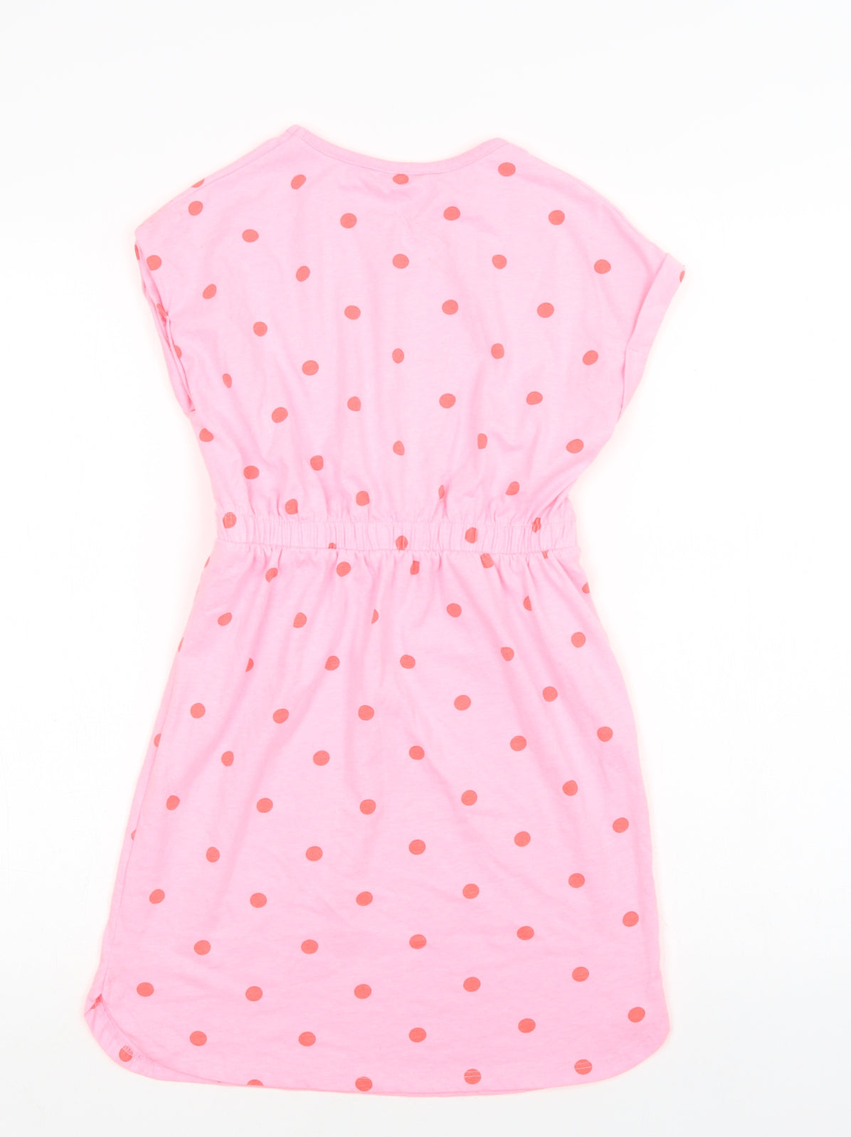 George Girls Pink Polka Dot Polyester Fit & Flare  Size 9-10 Years  Crew Neck