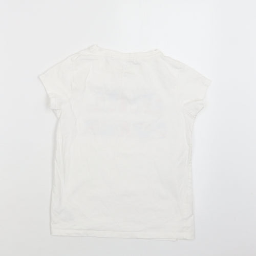 NEXT Girls White  Cotton Basic T-Shirt Size 10 Years Crew Neck  - Girl Power