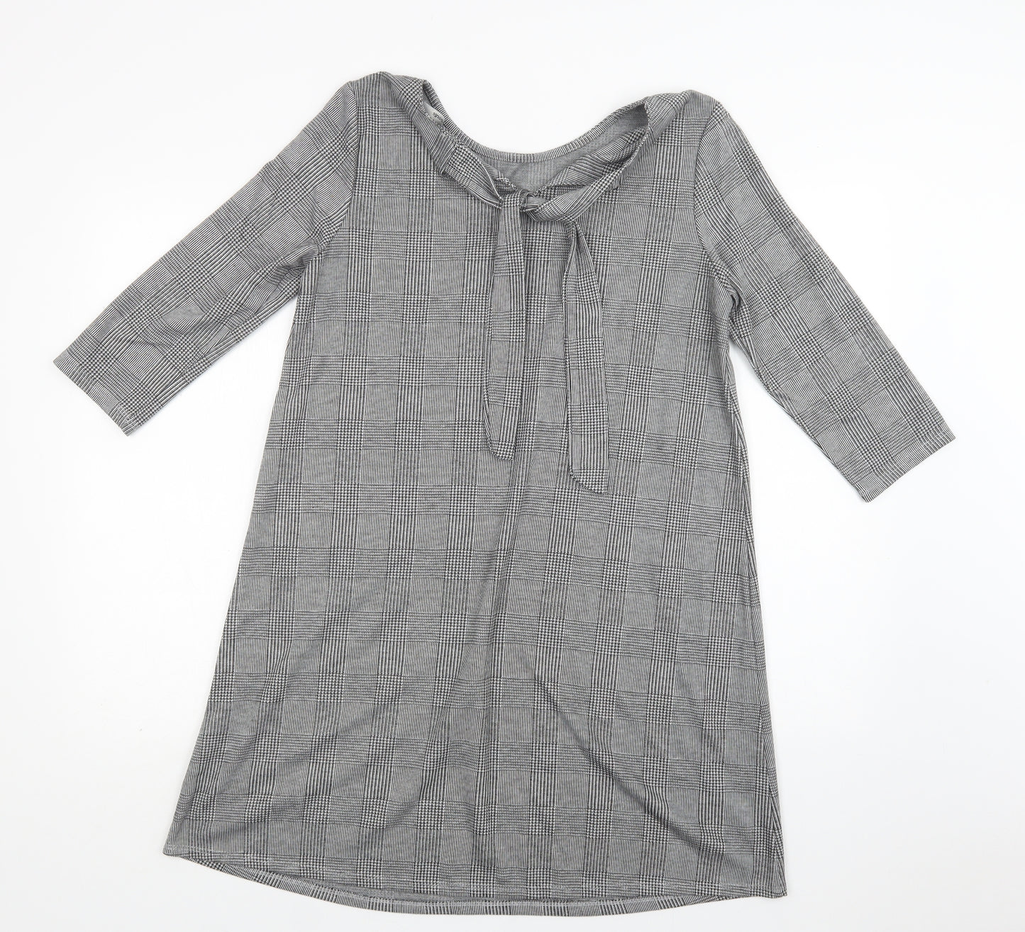 George Womens Grey Check Polyester Shift  Size 10  Round Neck