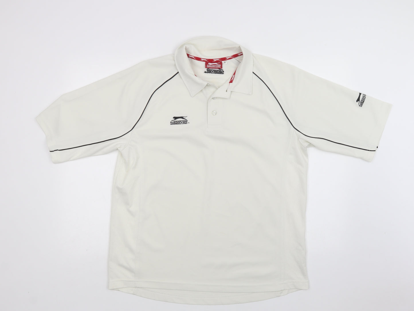 Slazenger Mens Ivory  Polyester  Polo Size M Collared Button