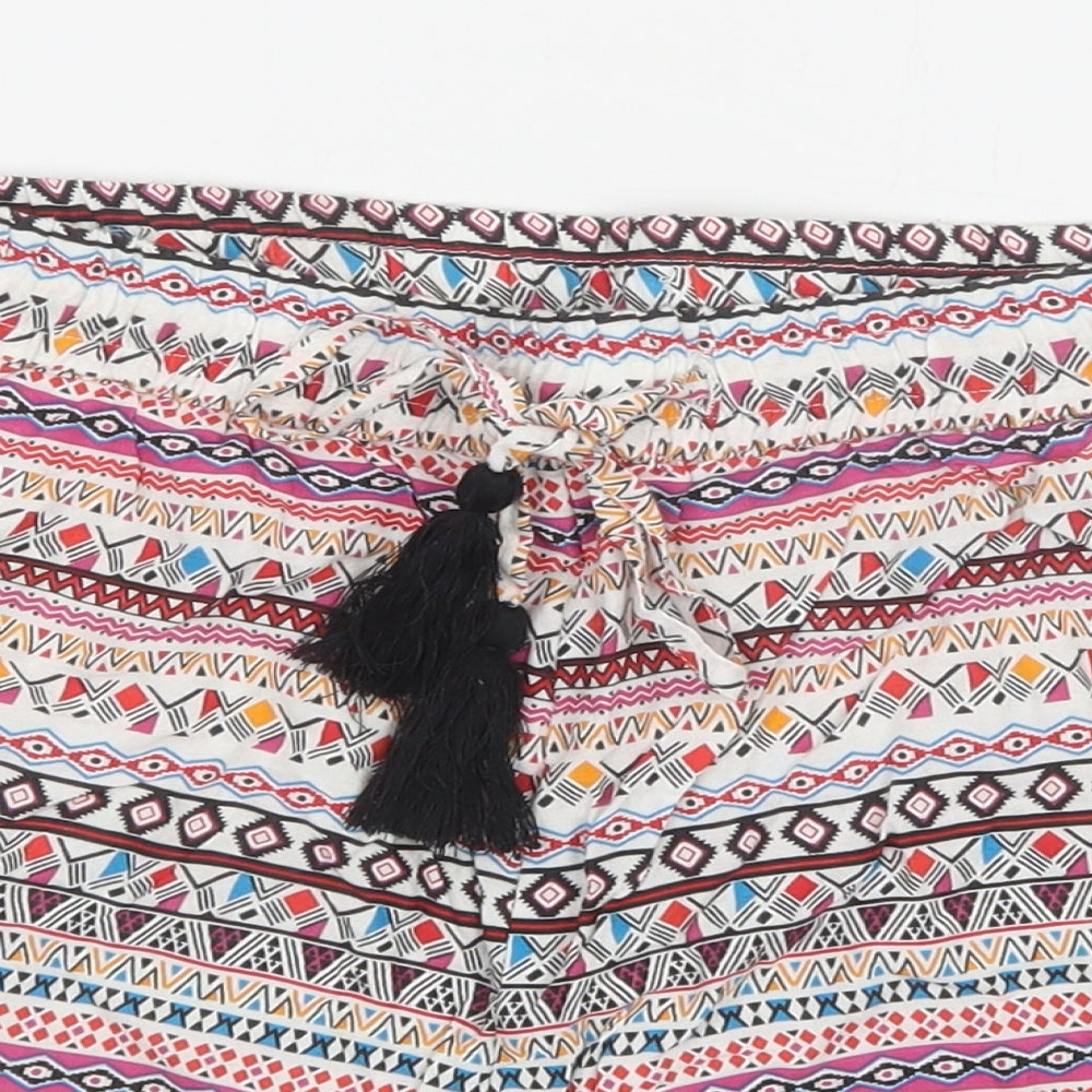 Primark Womens Multicoloured Geometric Viscose Bermuda Shorts Size 14 L3 in Regular Drawstring