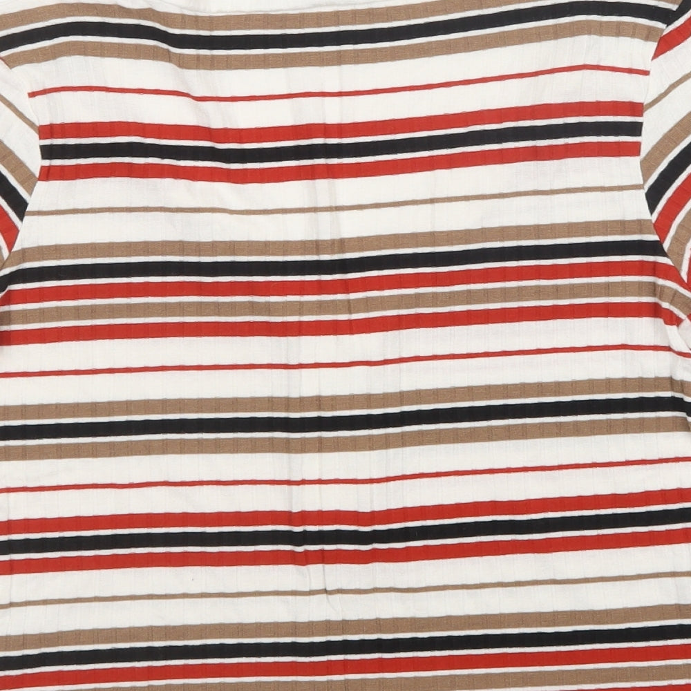 New Look Womens Multicoloured Striped Viscose Basic Blouse Size 12 V-Neck