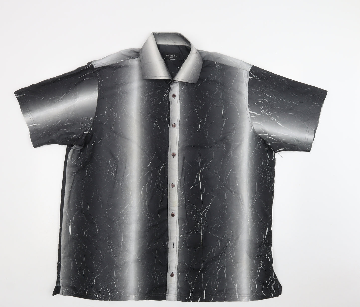 Burton Mens Grey Geometric Polyester  Button-Up Size 2XL Collared Button