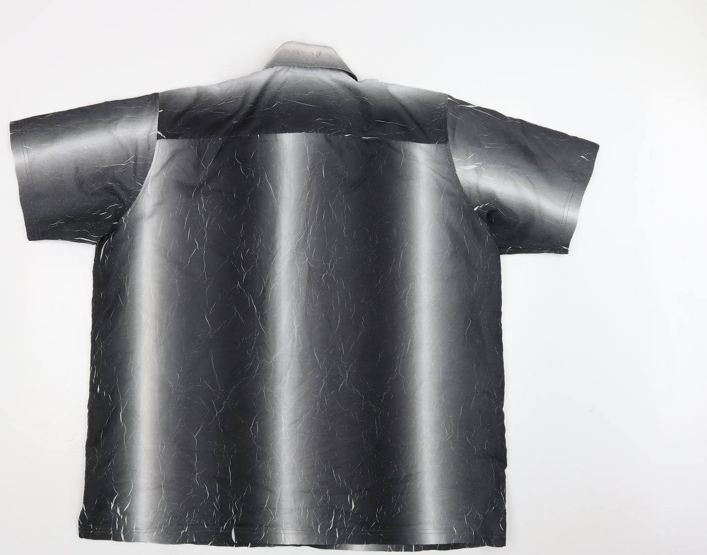 Burton Mens Grey Geometric Polyester  Button-Up Size 2XL Collared Button