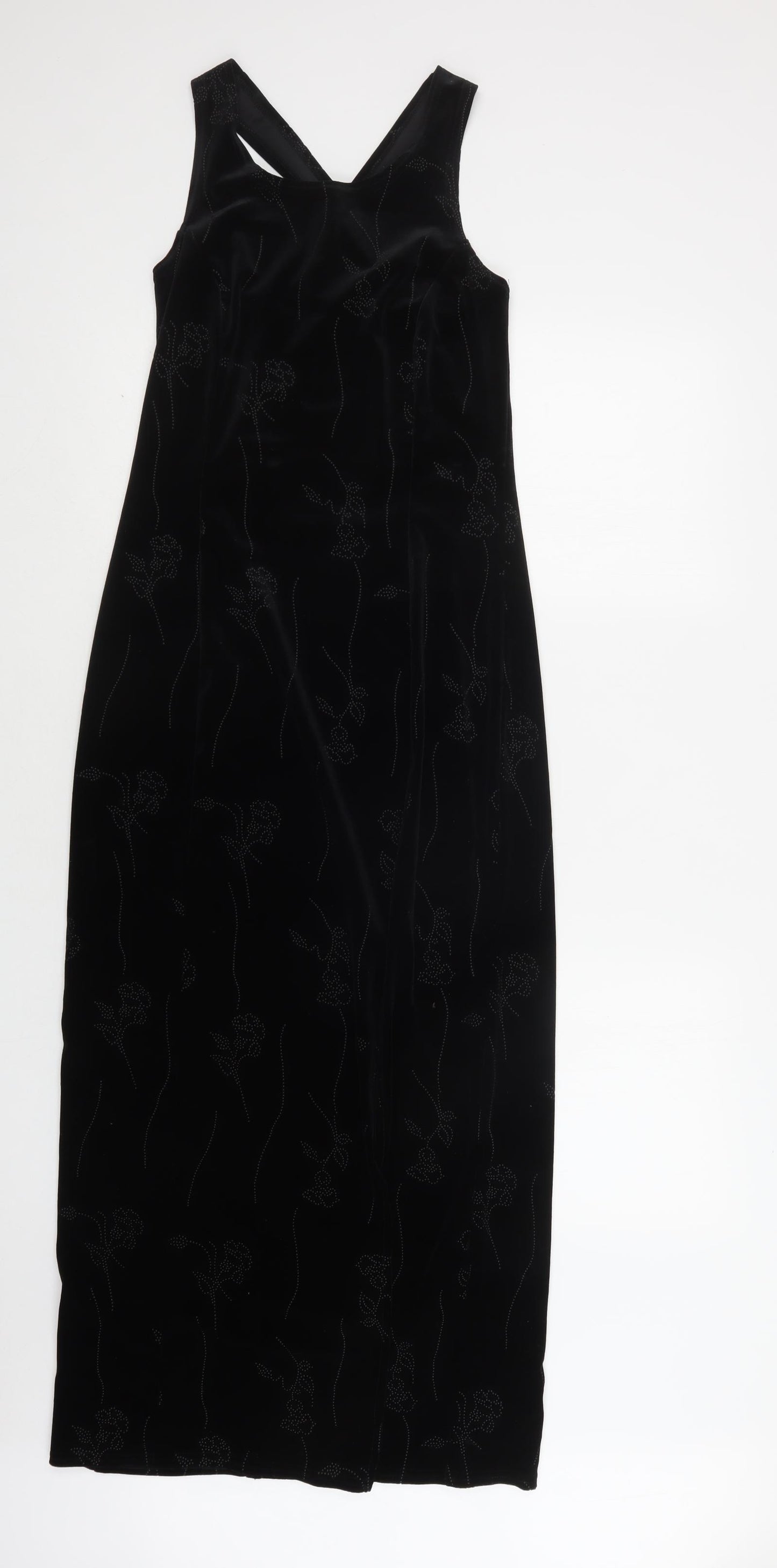 New Look Womens Black Floral Polyester Maxi  Size 10  Round Neck