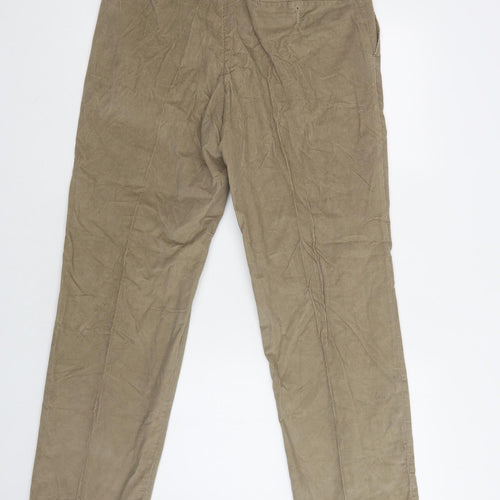 M&S Mens Beige  Cotton Trousers  Size 34 L31 in Regular Button