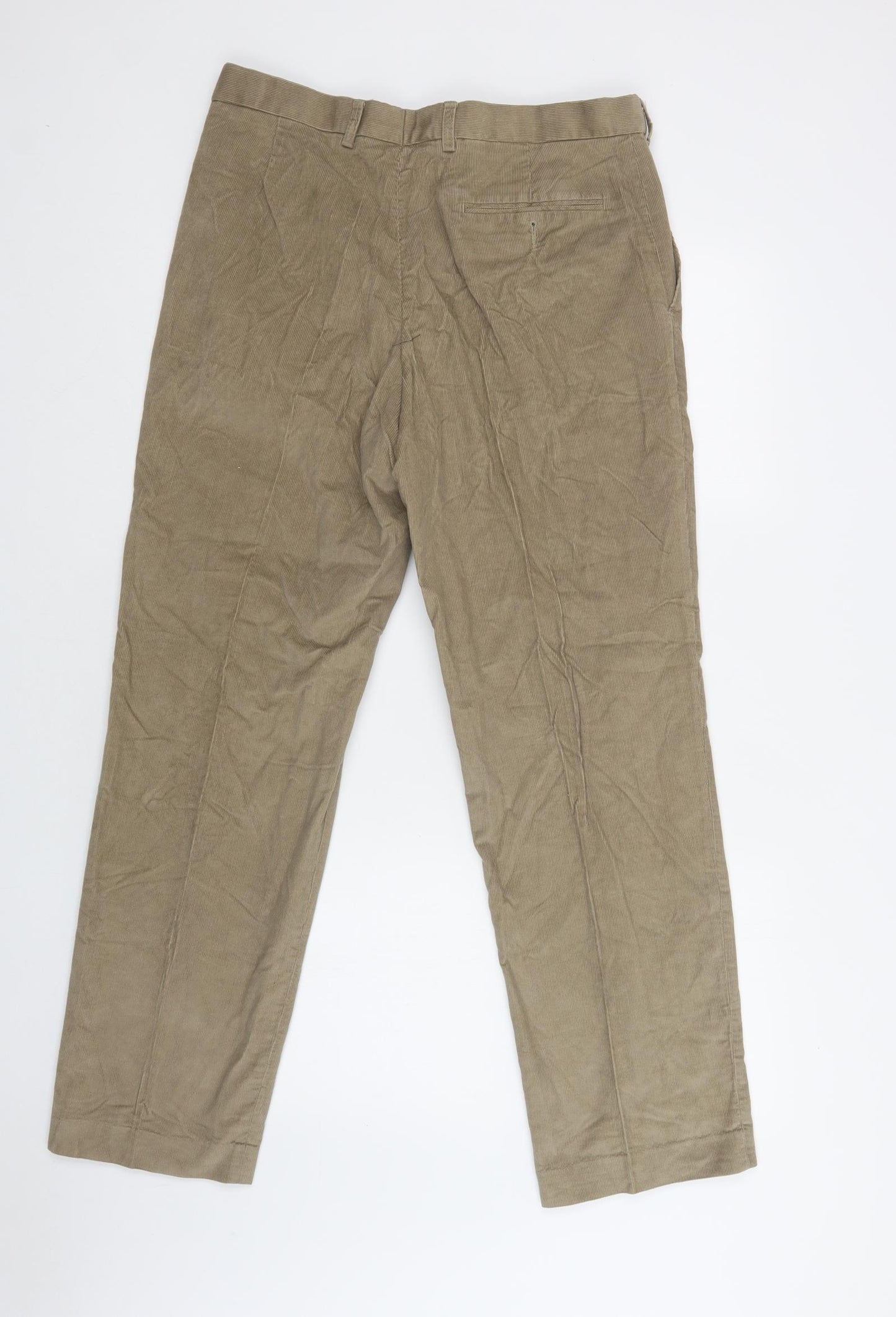 M&S Mens Beige  Cotton Trousers  Size 34 L31 in Regular Button