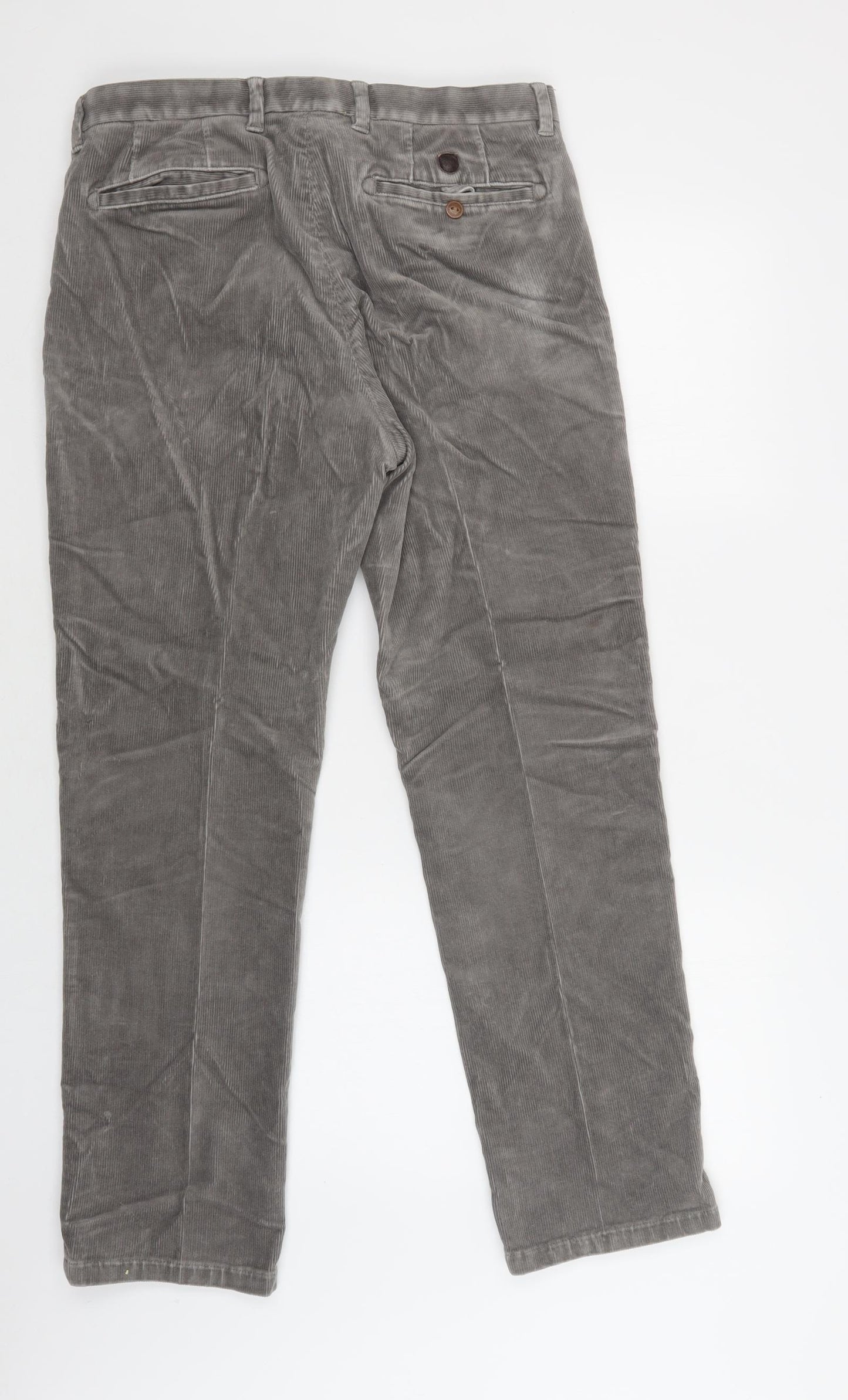 M&S Mens Grey  Cotton Trousers  Size 34 L31 in Regular Button