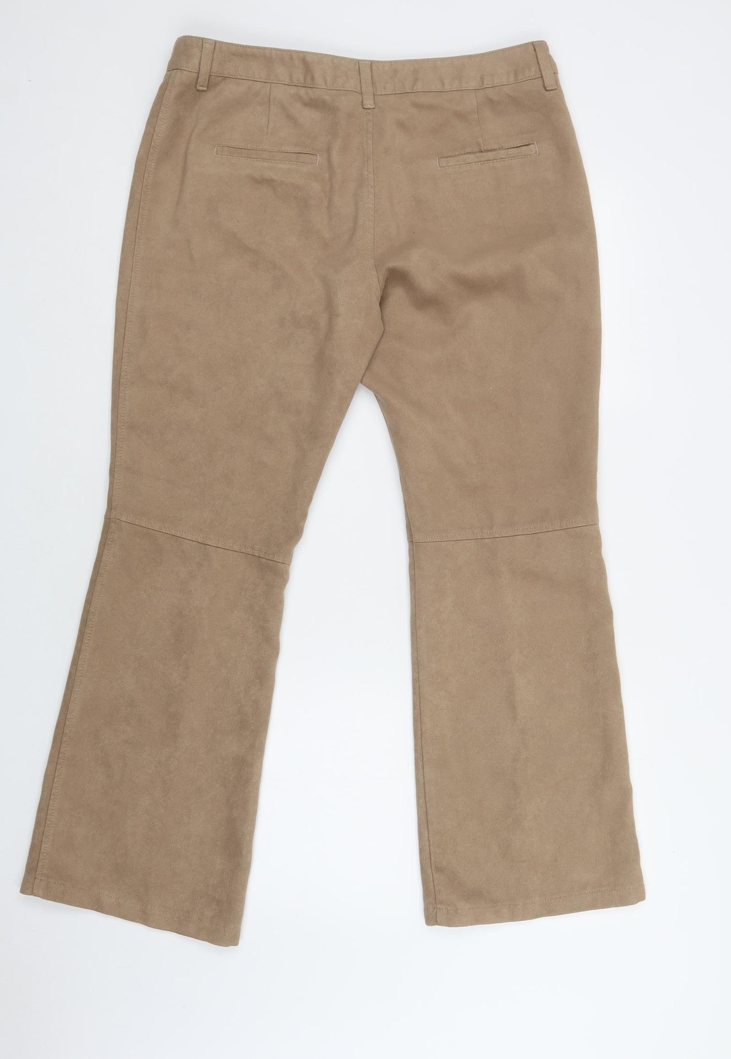 m&s Womens Beige  Polyester Trousers  Size 16 L30 in Regular Hook & Loop