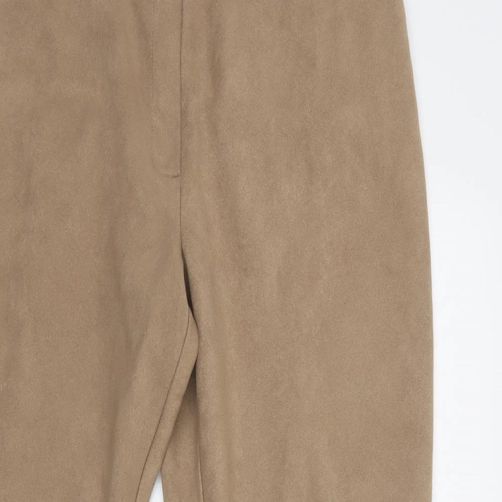 m&s Womens Beige  Polyester Trousers  Size 16 L30 in Regular Hook & Loop