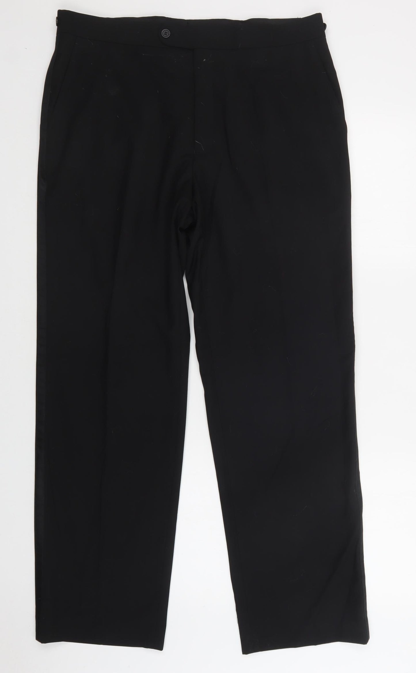Matalan Mens Black  Polyester Dress Pants Trousers Size 36 L31 in Regular Button