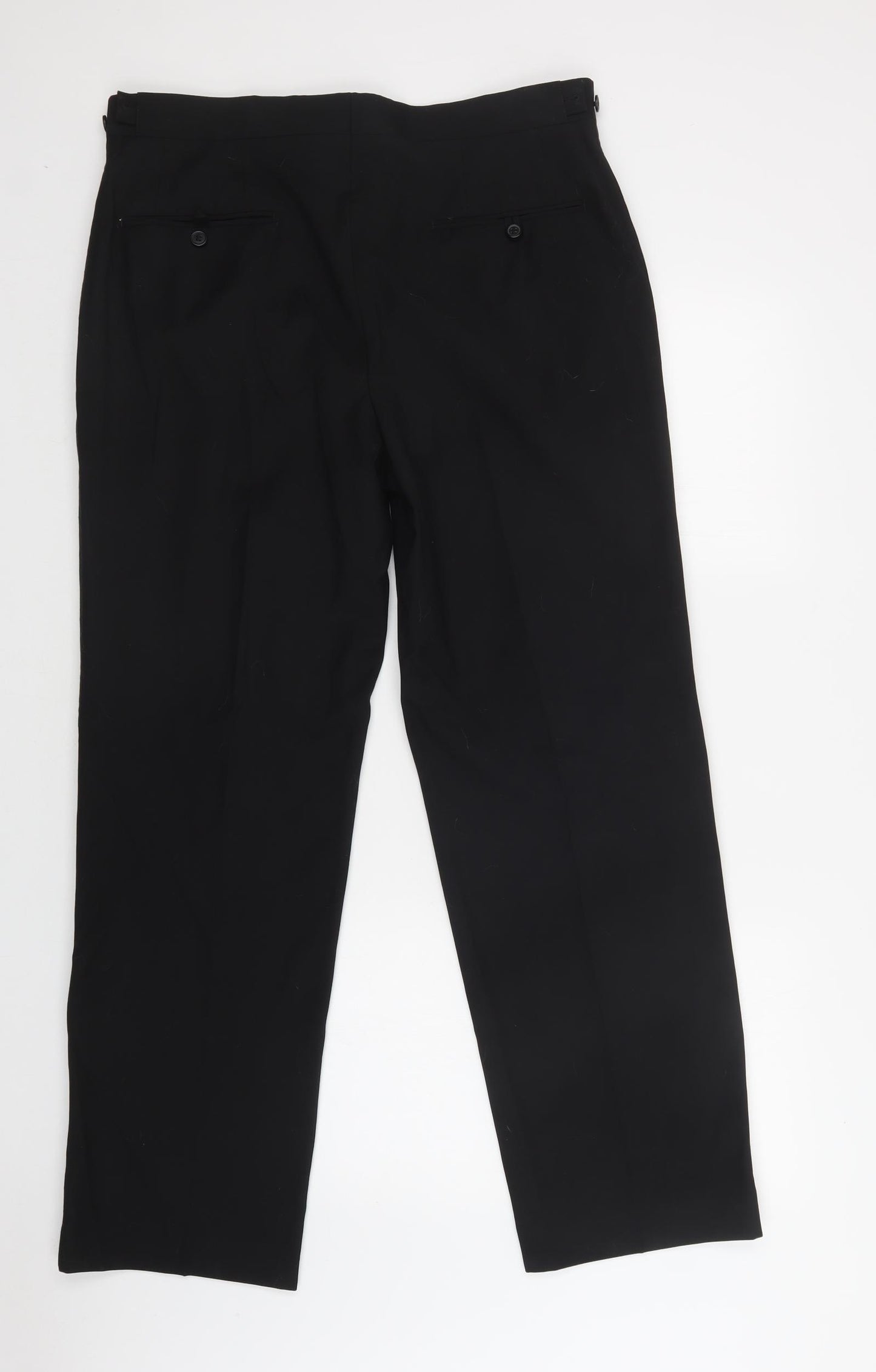 Matalan Mens Black  Polyester Dress Pants Trousers Size 36 L31 in Regular Button