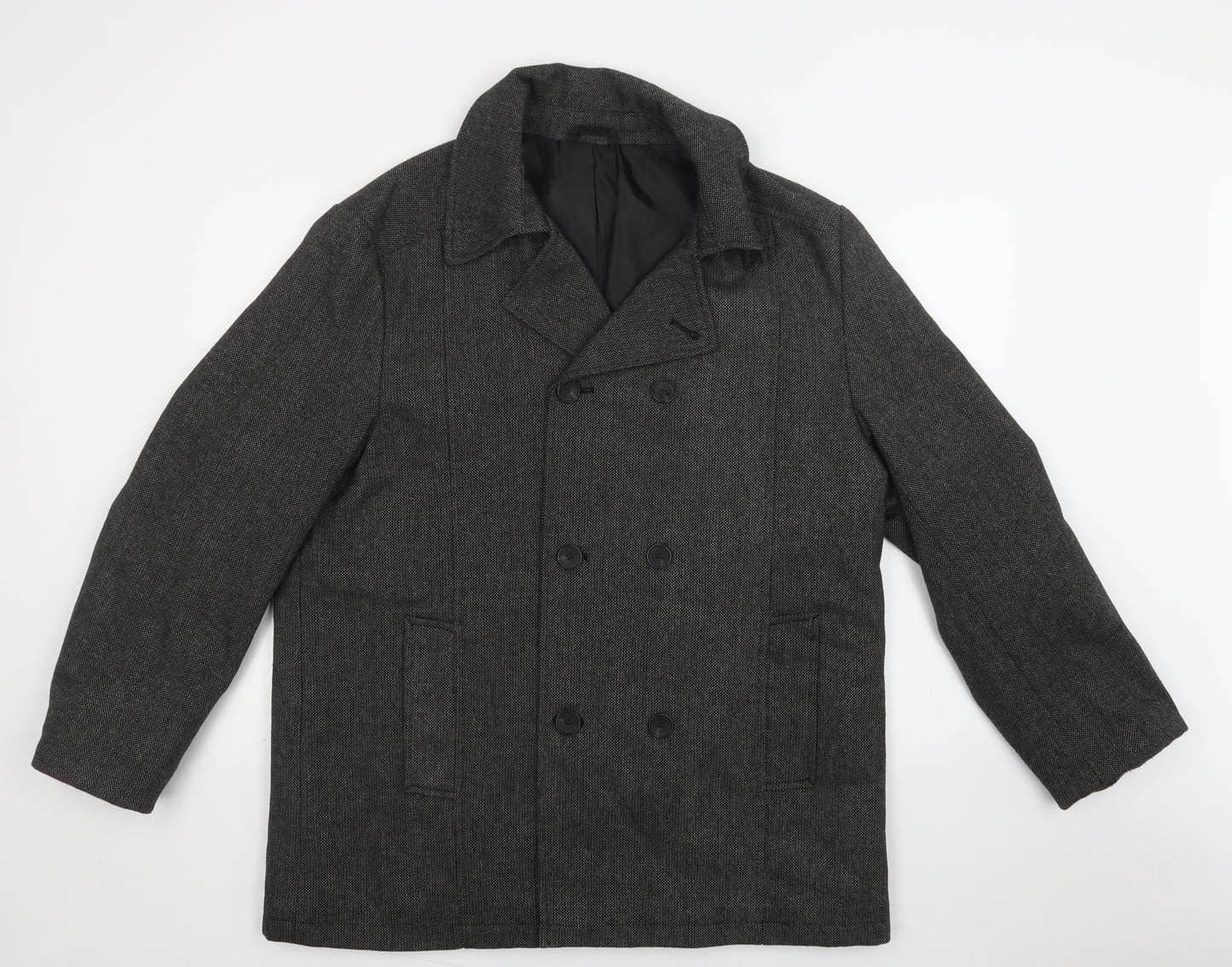 George Mens Grey   Pea Coat Coat Size XL  Button
