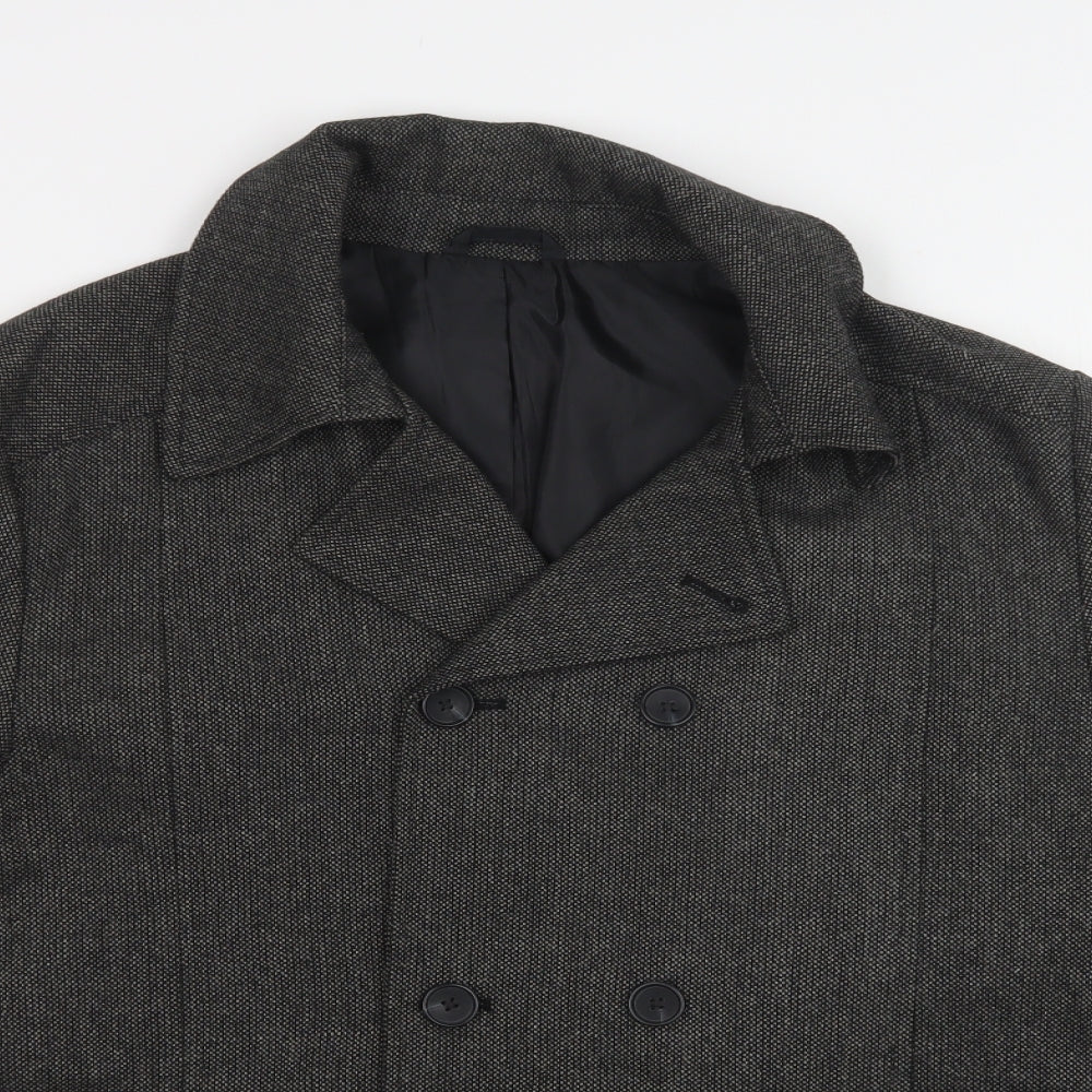 George Mens Grey   Pea Coat Coat Size XL  Button