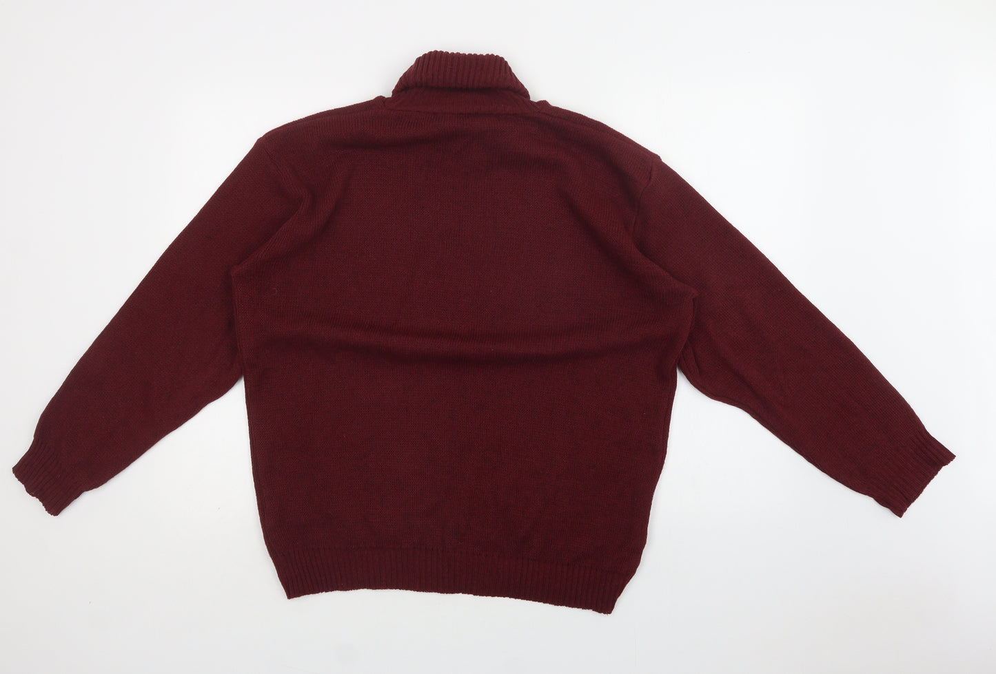 Preworn Mens Red Roll Neck  Cotton Pullover Jumper Size XL