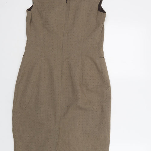 NEXT Womens Beige Polka Dot Polyester Pencil Dress  Size 10  Round Neck Zip
