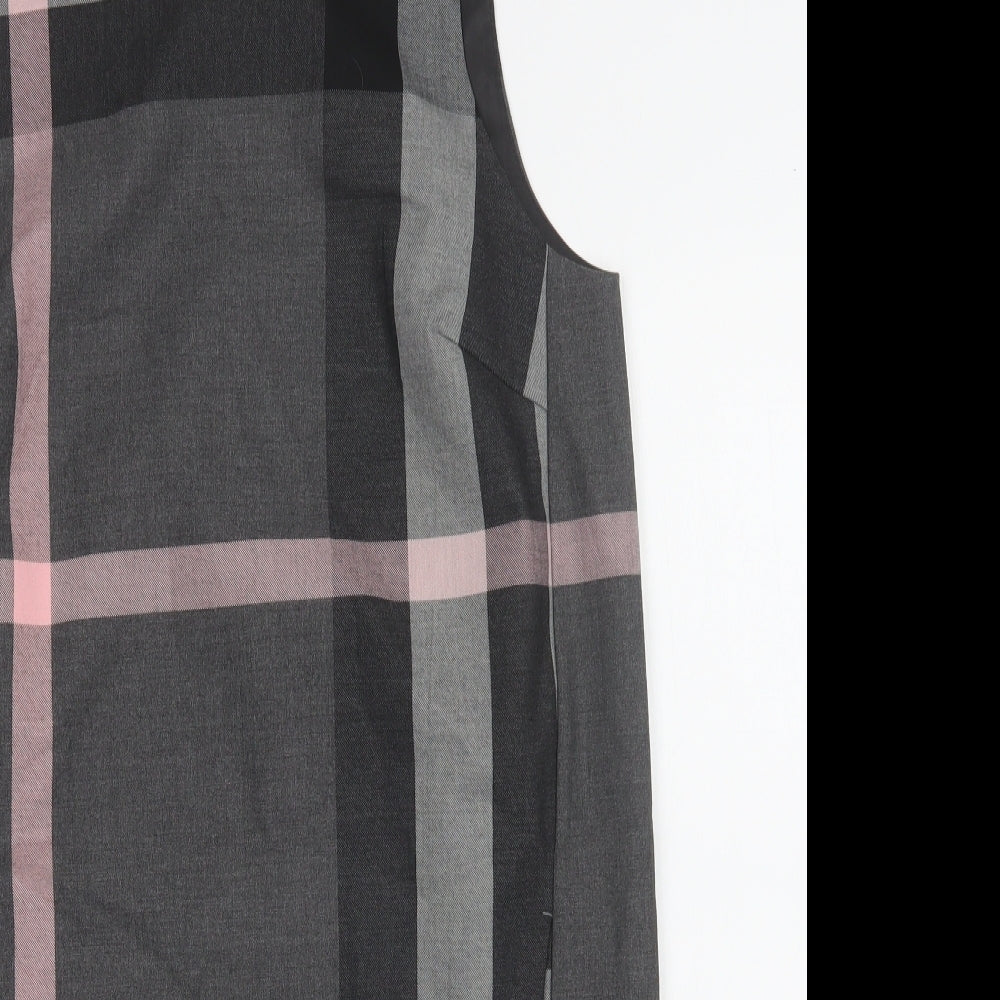 NEXT Womens Grey Check Polyester Pencil Dress  Size 10  Round Neck Zip