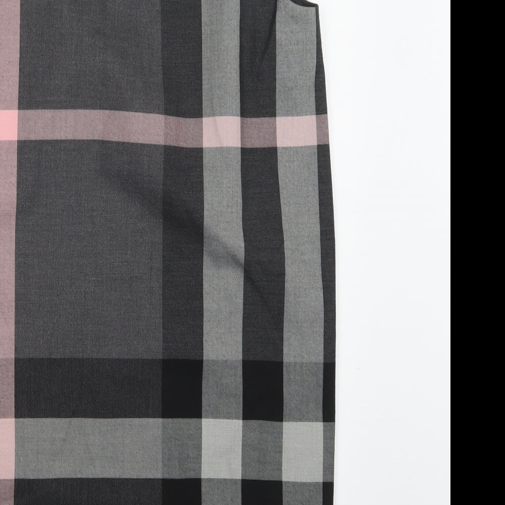 NEXT Womens Grey Check Polyester Pencil Dress  Size 10  Round Neck Zip