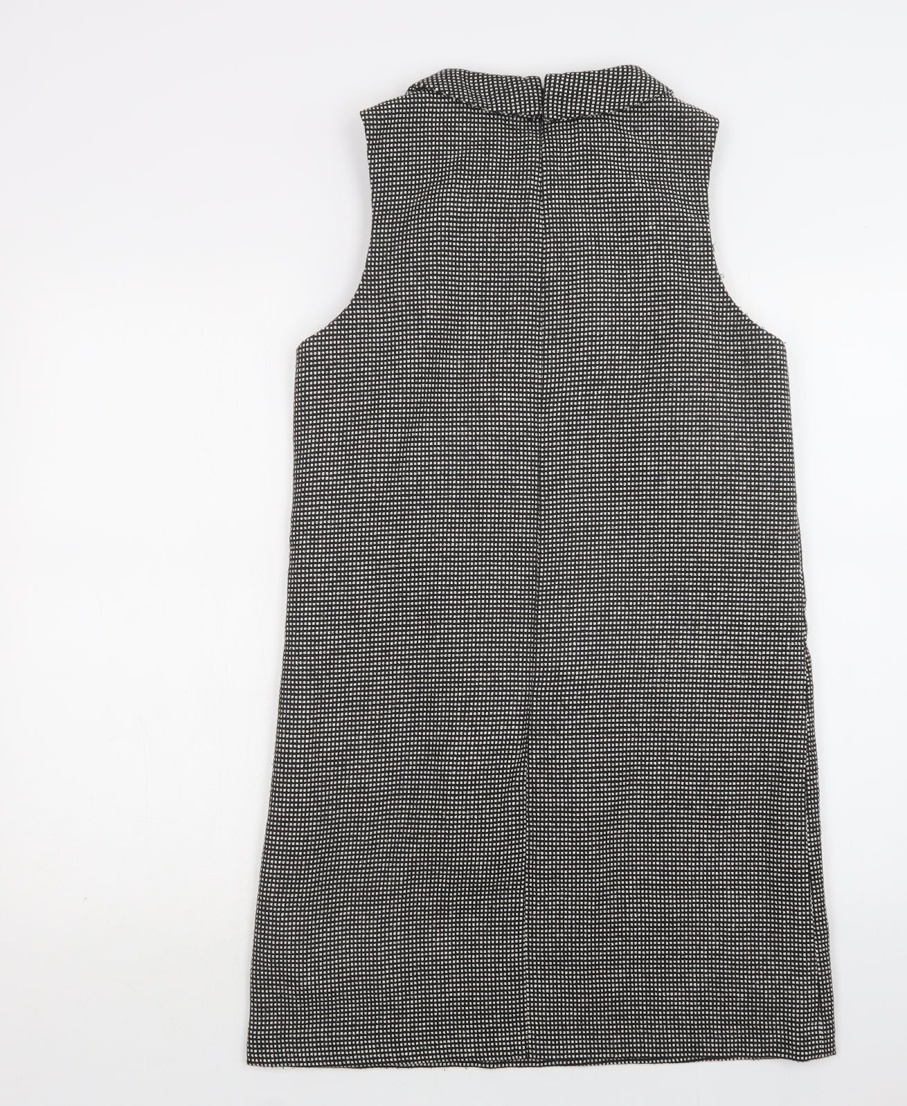 NEXT Womens Black Gingham Polyester Pencil Dress  Size 10  Collared Zip