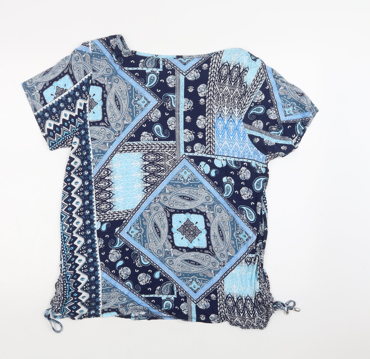George Womens Blue Paisley Viscose Basic Blouse Size 20 Round Neck
