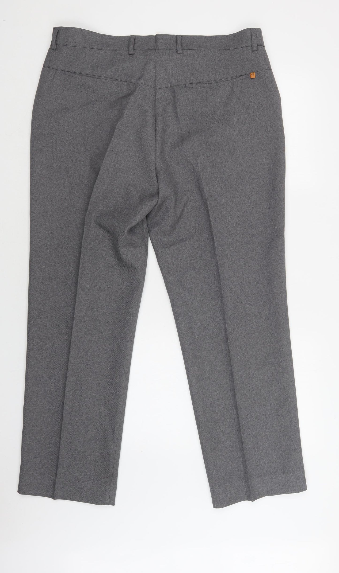 Farah Mens Grey  Polyester Dress Pants Trousers Size 38 L29 in Regular Hook & Loop