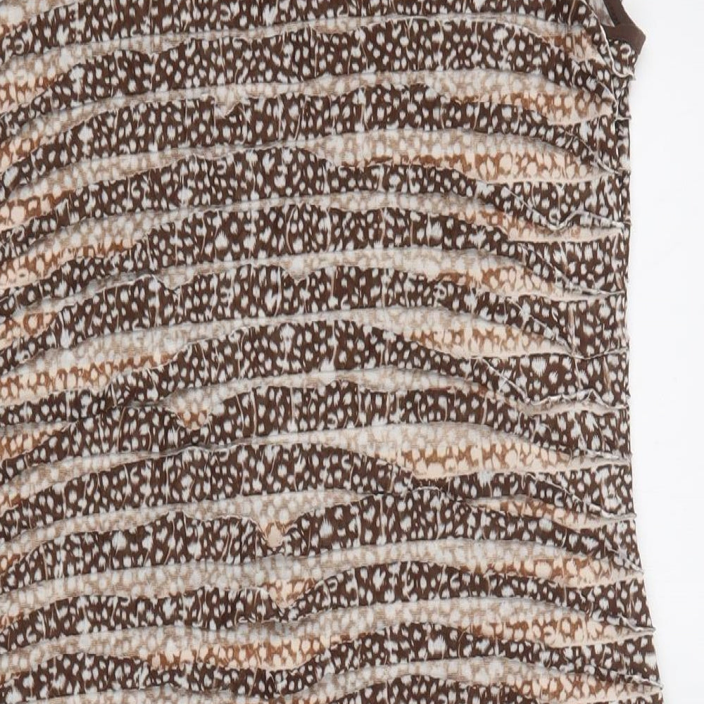 Matalan Womens Brown Animal Print Polyester A-Line  Size 16  Round Neck