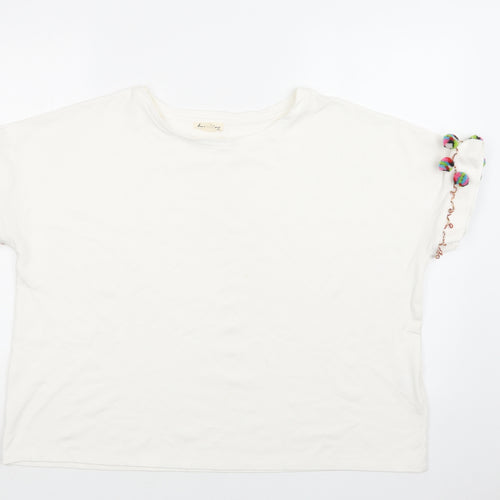 Jane and Delancey Womens White  Viscose Basic Blouse Size L Crew Neck