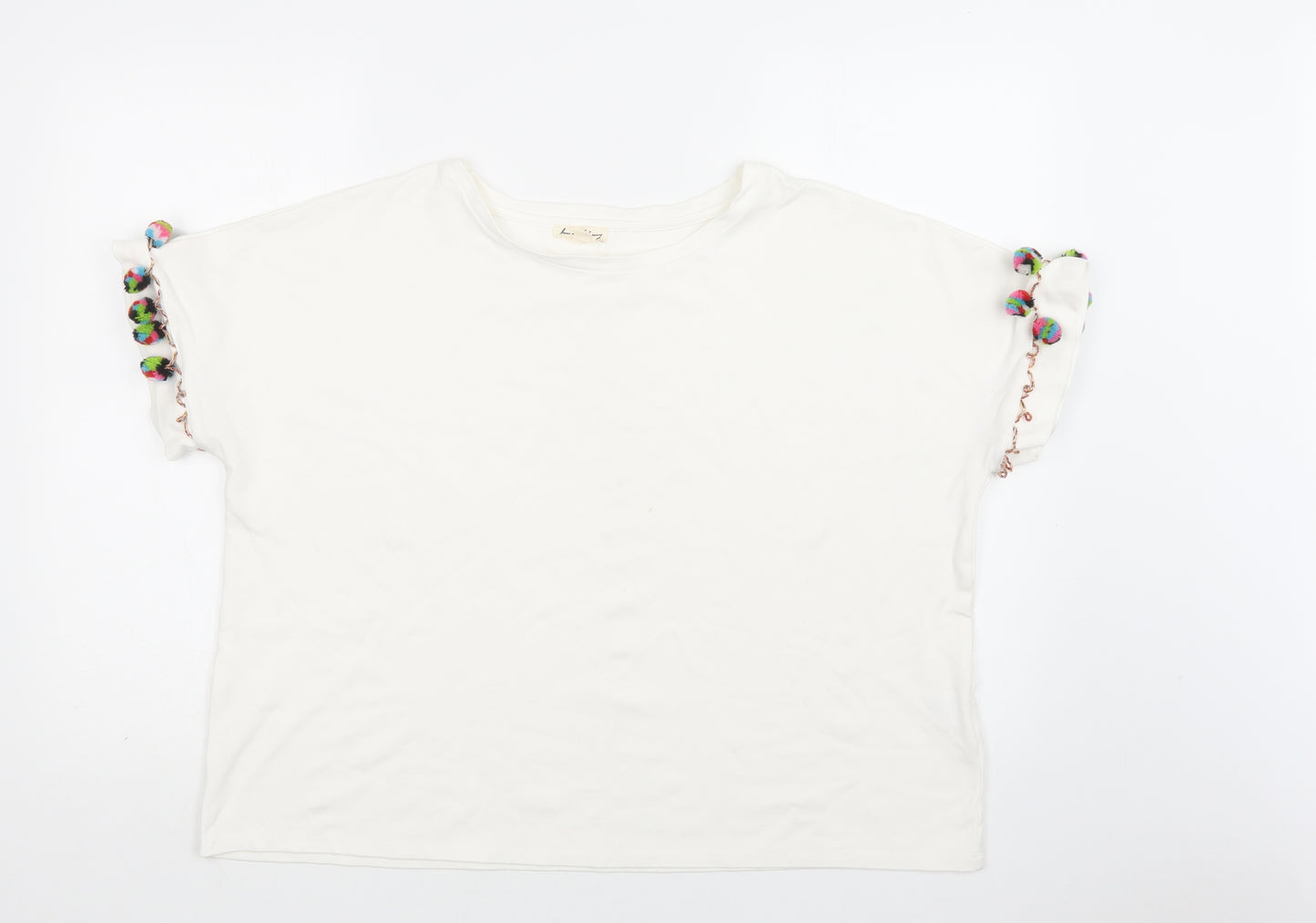 Jane and Delancey Womens White  Viscose Basic Blouse Size L Crew Neck